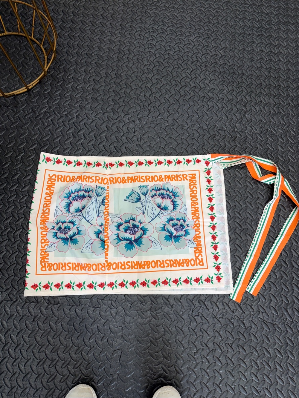 Swim Cover Up Tie Skirt-Orange & Blue